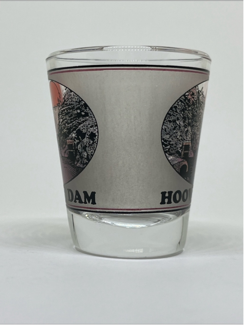 Hoover Dam Souvenir Shot Glass - White with Orange Accent - Picture 2 of 3